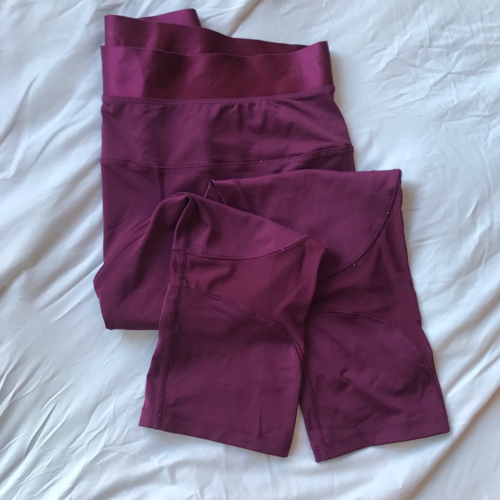 Cropped Mesh Leggings, Studio by Capezio, Berry Pink Maroon, size Medium